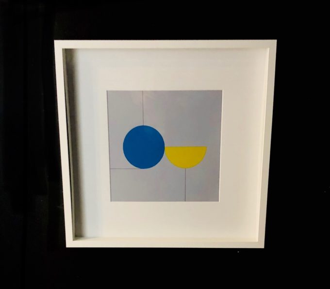 "Sunday" Metallic Ink on Paper, Matted, Framed.