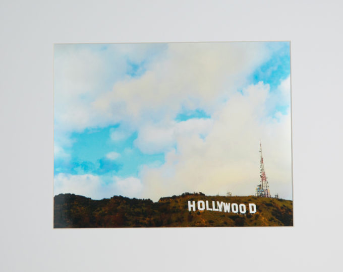 Hollywood Sign. The iconic Hollywood sign as you've never seen it. Printed with metallic ink, casting a shimmer like no other. 16" x 20" Matted.