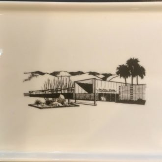 The Ocotillo Lodge 1956. Porcelain Tray. Architects: Palmer & Krisel. 6.5" x 5". Food and dishwasher safe.
