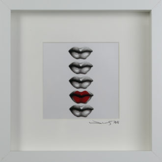 The Perfect Kiss Framed Original Art Metalic Ink on Paper